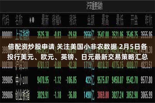 倍配资炒股申请 关注美国小非农数据 2月5日各投行美元、欧元、英镑、日元最新交易策略汇总