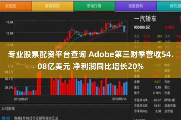 专业股票配资平台查询 Adobe第三财季营收54.08亿美元 净利润同比增长20%