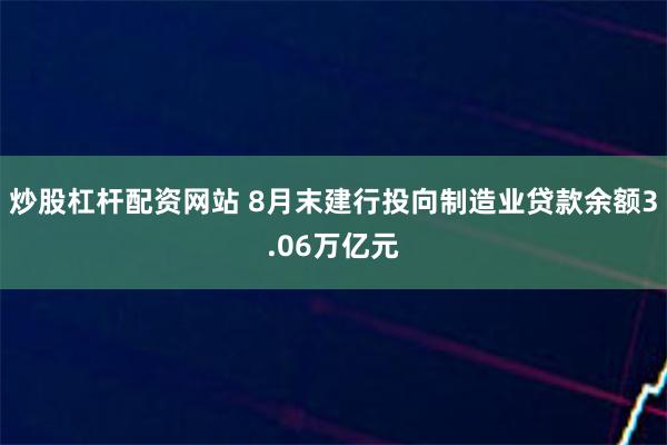 炒股杠杆配资网站 8月末建行投向制造业贷款余额3.06万亿元