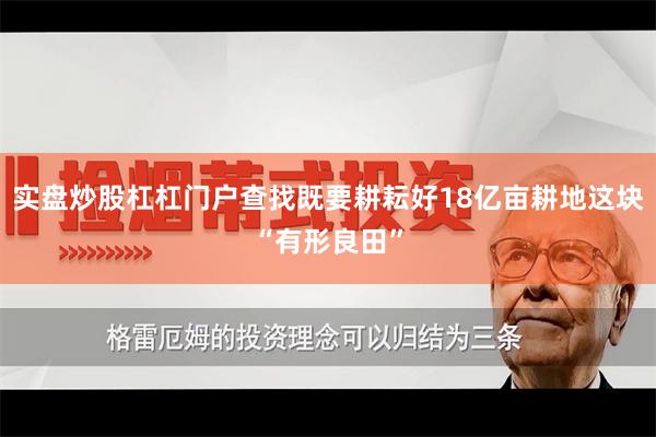 实盘炒股杠杠门户查找既要耕耘好18亿亩耕地这块“有形良田”
