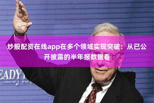 炒股配资在线app在多个领域实现突破：从已公开披露的半年报数据看